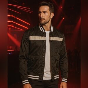 Sean John Vintage‎ Y2K Varsity Jacket Black & Grey sz XL